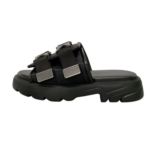 BOTTEGA VENETA - Black Chemical Fiber Leather Rubber Men's Sandals 607-080425 - Picture 1 of 12